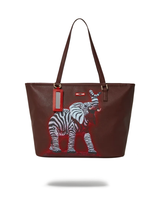 SPRAYGROUND ZEBRA ELEPHANT RON ENGLISH COLLAB TOTE -Bag Sale Store T4920 1