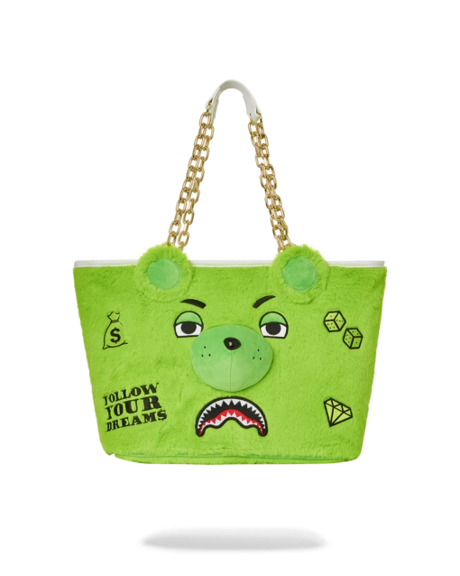 SPRAYGROUND PLUSH MONEYBEAR TOTE (GREEN) -Bag Sale Store T5409 1